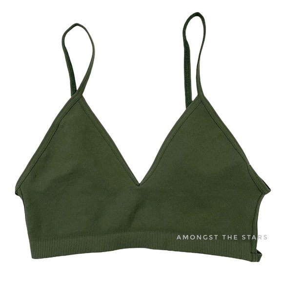 Free People Intimately Olive Army Green Cross Me Bralette Bra - Picture 2 of 8